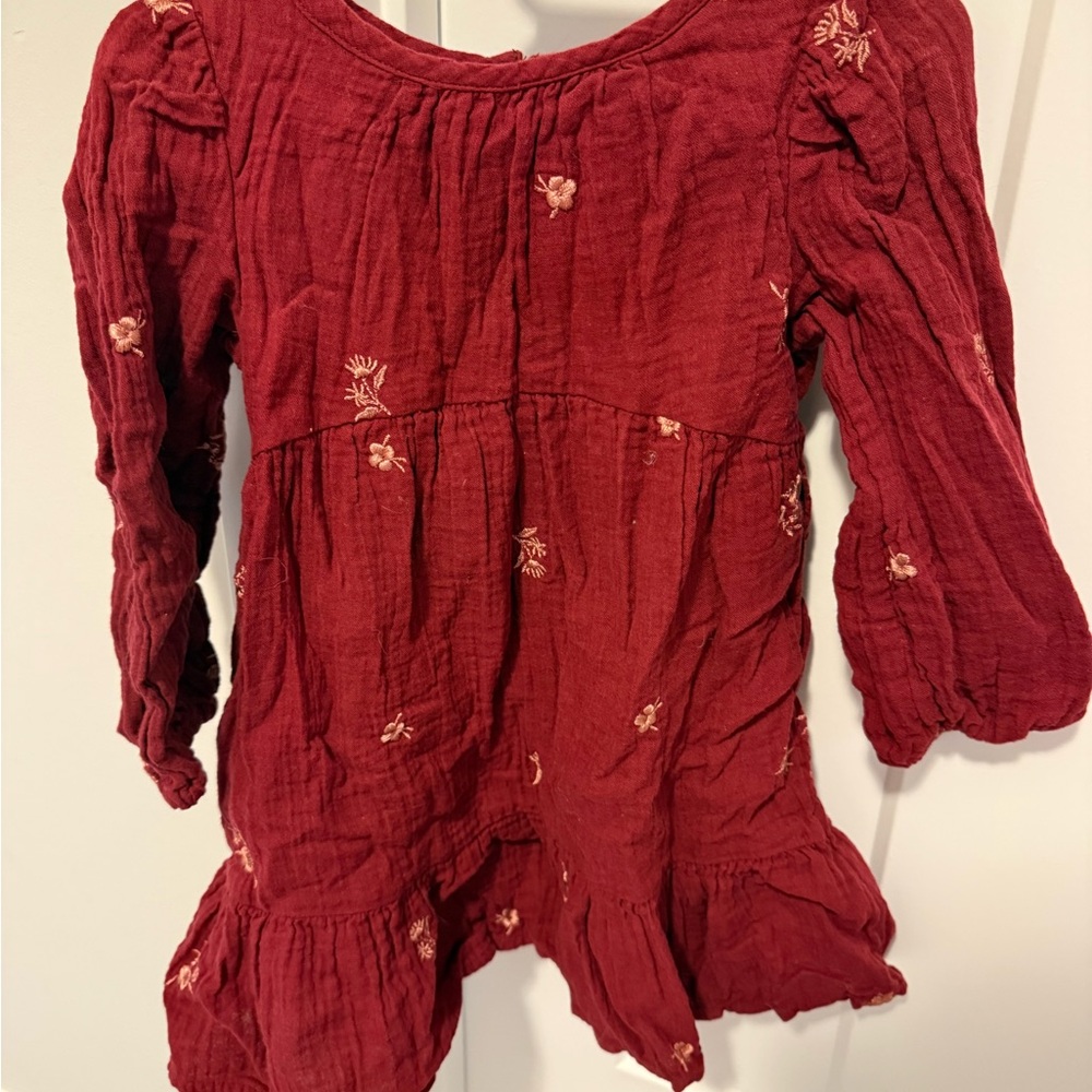 Cat & Jack Burgundy Dress with Embroidery
